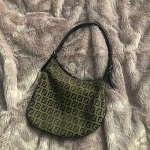 FENDI Zucca Saddle canvas shoulder bag-Small